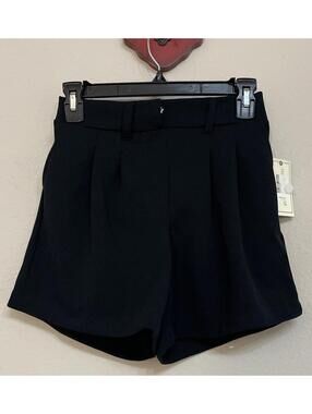 No Comment Womens Small Black High-Waist Casual Stretch Dress Shorts! NWT! A3308